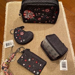 Vera Bradley 5-piece Accessories Set - Denim and Stitched Flowers